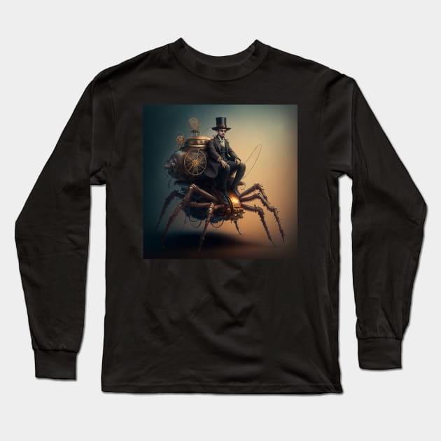 Steampunk spider rider mechanical robot steampunk animal Long Sleeve T-Shirt by SJG-digital